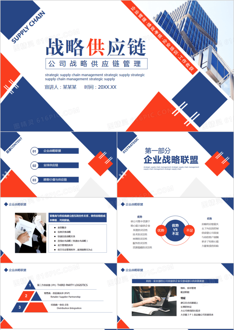 简约商务风公司战略供应链管理PPT模板