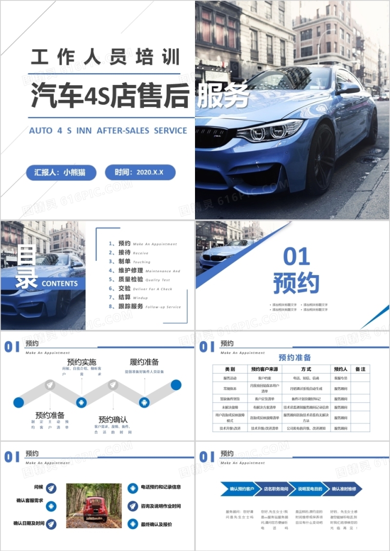 蓝色大气汽车售后服务通用动态PPT模板