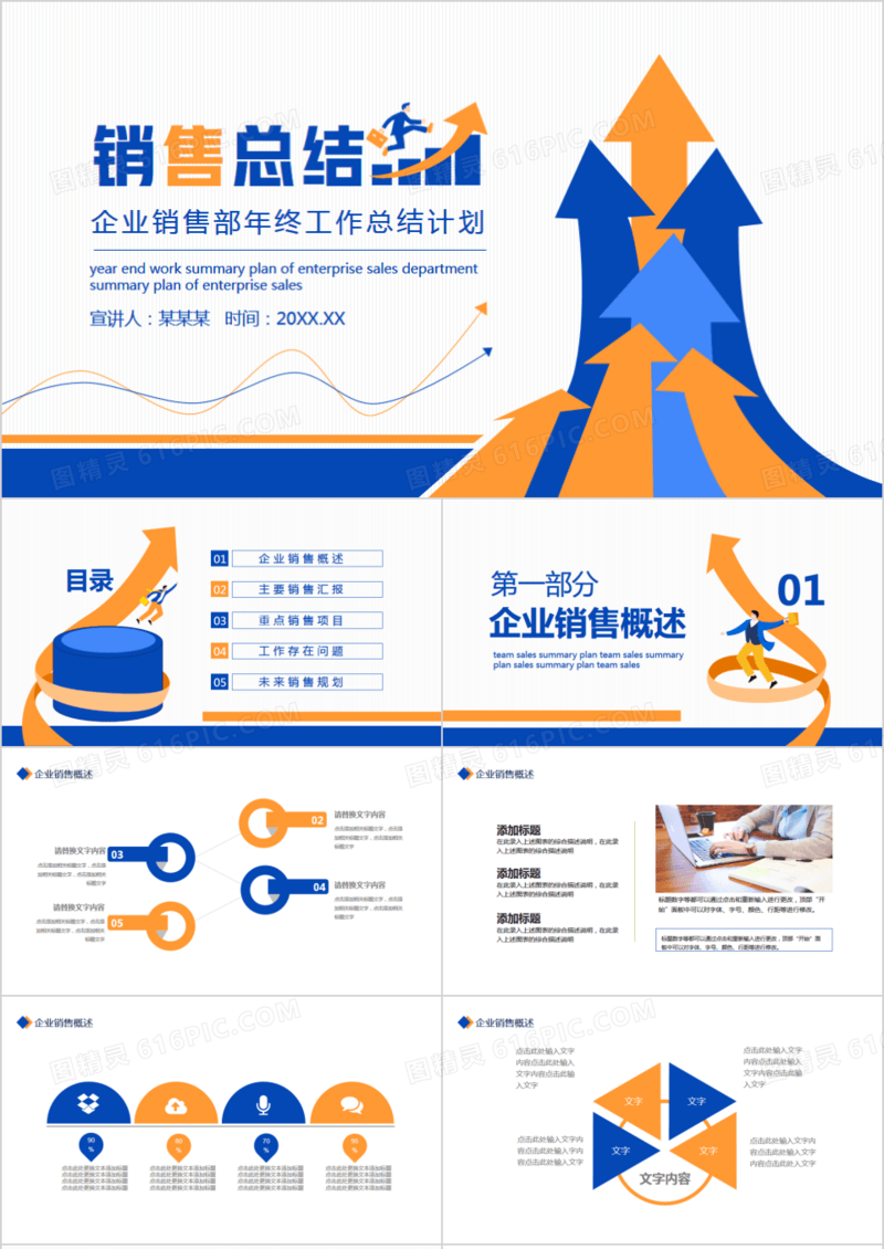 企业销售部年终工作总结计划动态PPT模板