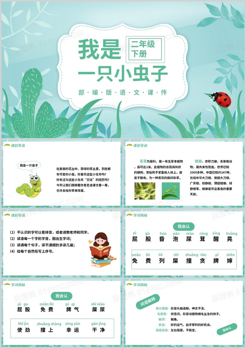 部编版二年级语文下册我是一只小虫子课件PPT模板