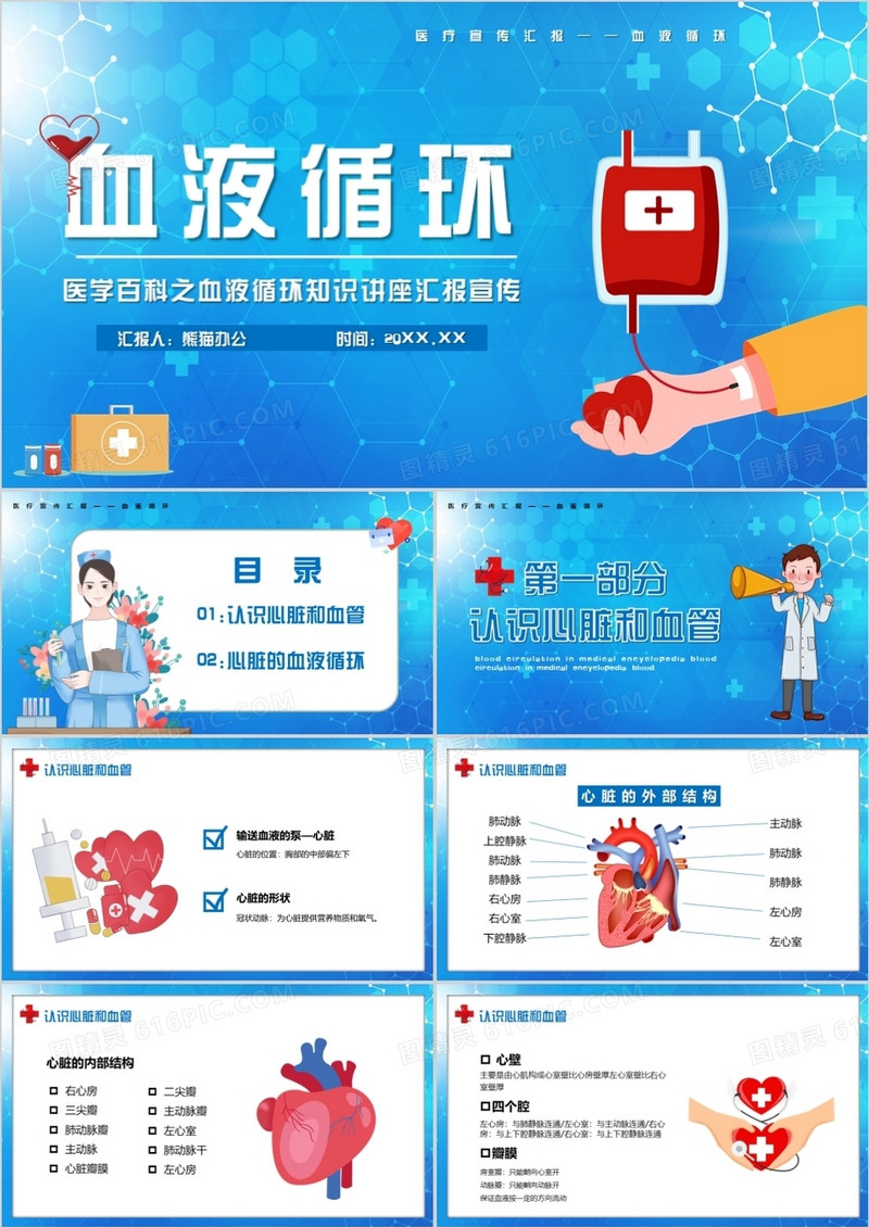 卡通风医疗百科之血液循环知识讲座PPT模板
