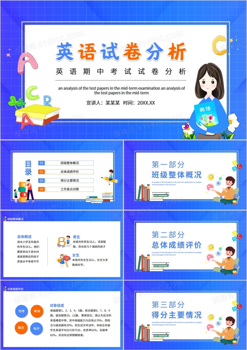 英语期中考试试卷分析动态PPT