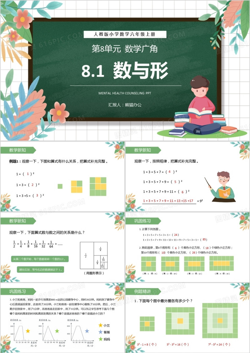 部编版六年级数学上册数与形课件PPT模板