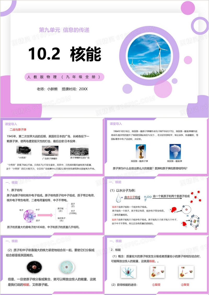 部编版九年级物理全册核能课件PPT模板
