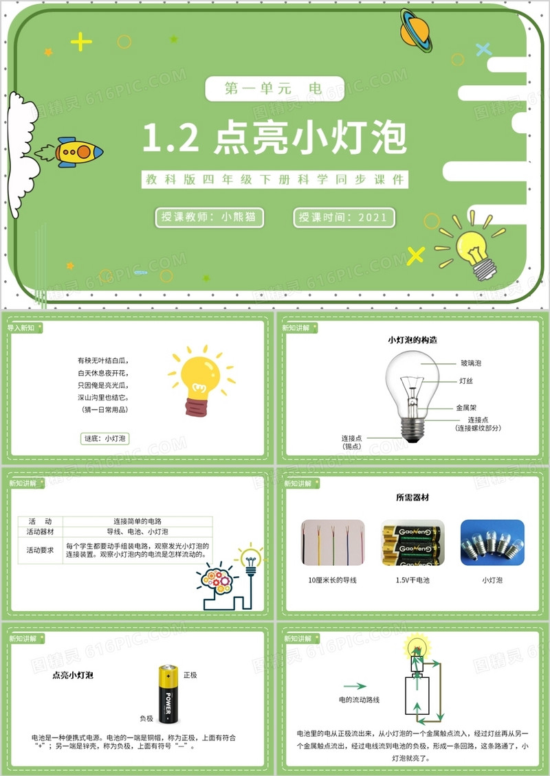 教科版四年级下册点亮小灯泡课件PPT模板