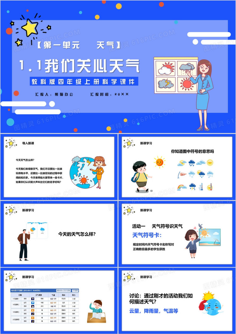 教科版四年级科学上册我们关心天气课件PPT模板