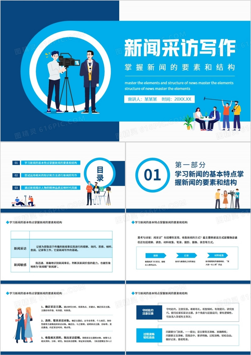 新闻采访写作掌握新闻的要素和结构动态PPT模板
