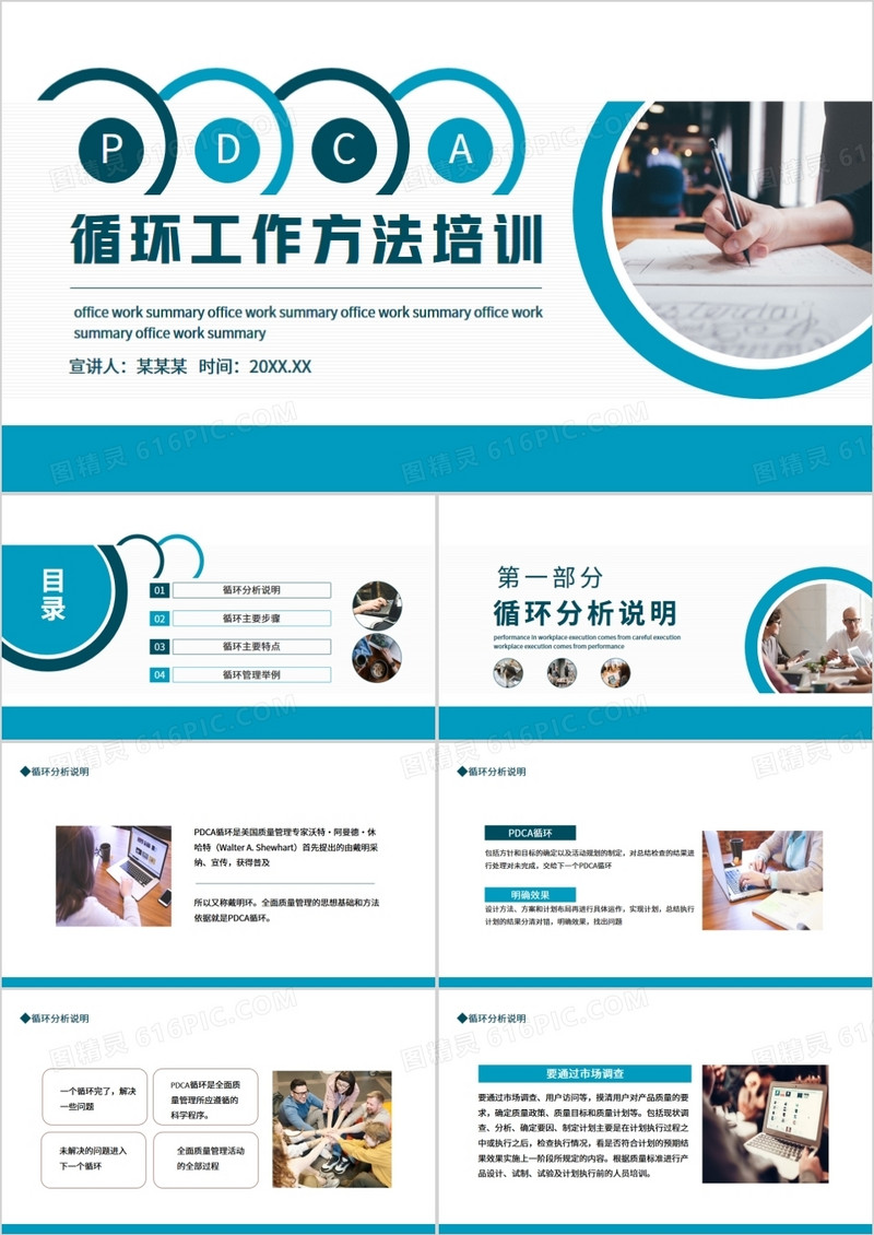 循环工作方法PDCA培训动态PPT模板
