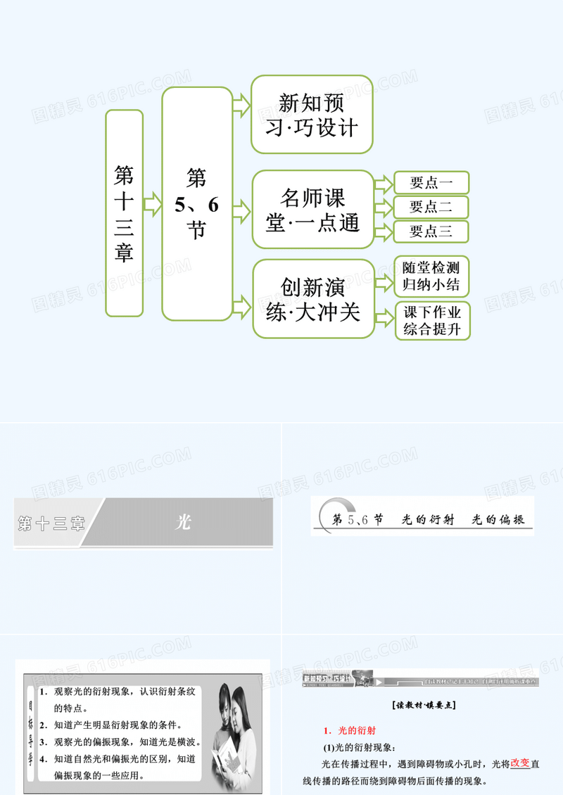 2017-2018学年高中物理人教版选修3-4课件：第13章 光 第5节光的衍射第6节光的偏振课件 