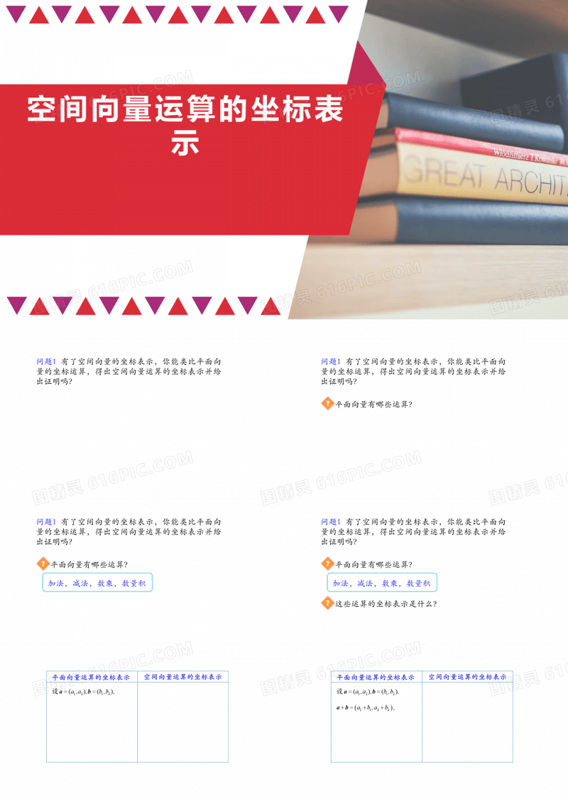 高中数学人教A版选择性必修第一册张一章1.3.2空间向量运算的坐标表示-课件(共22张PPT)