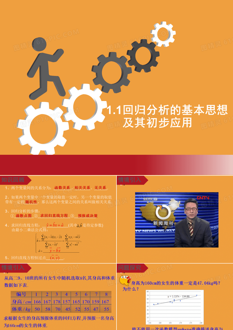 人教版高中数学选修1-2《回归分析的基本思想及其初步应用》