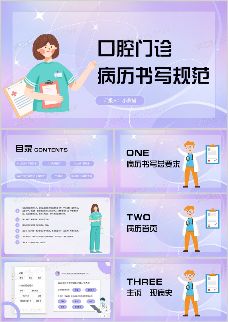 口腔门诊病历书写规范课件培训PPT模板