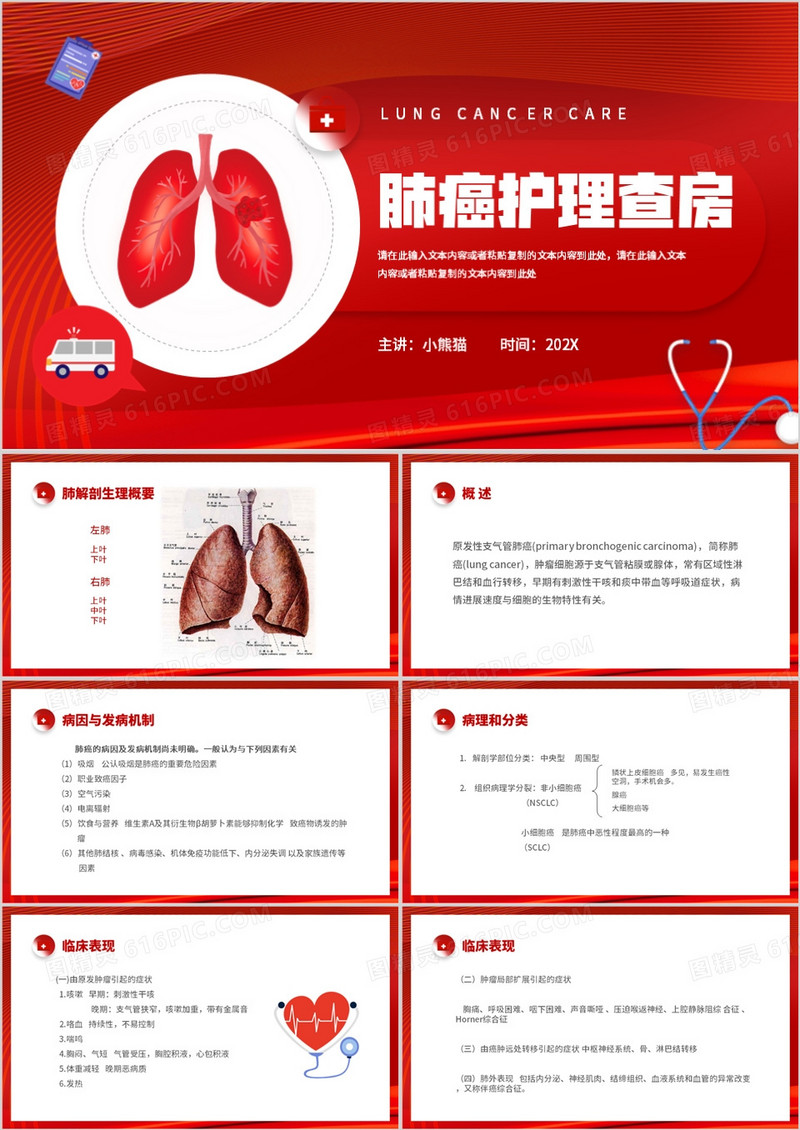肺癌护理查房课件培训PPT模板