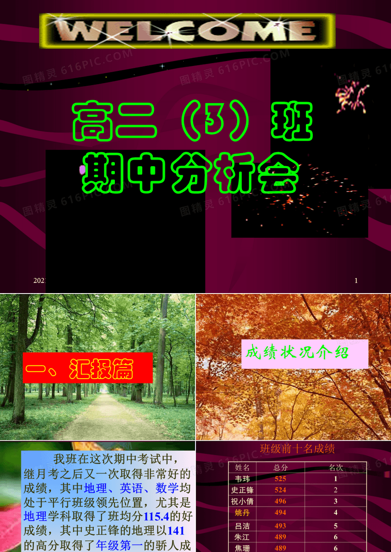 《高二期中分析班会》PPT课件