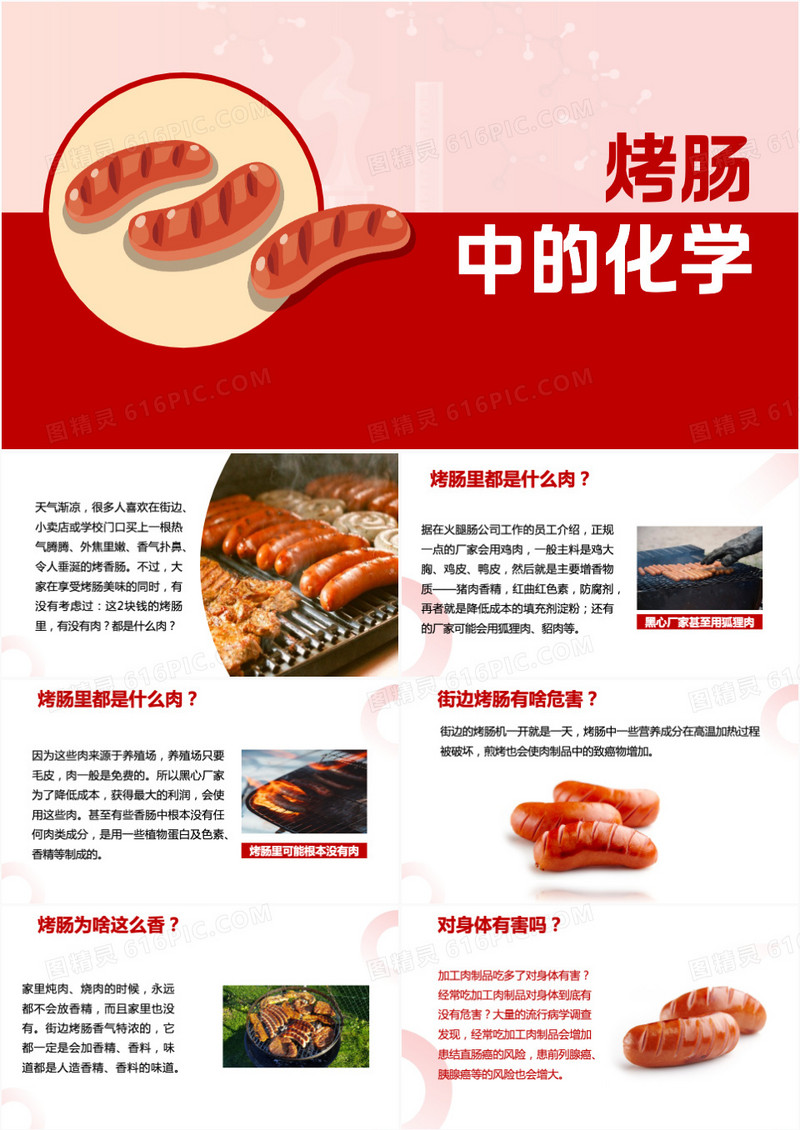 烤肠中的化学科普课件PPT模板