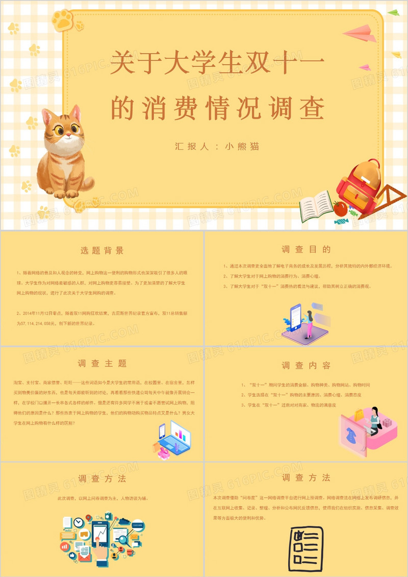 关于大学生双十一的消费情况调查PPT模板