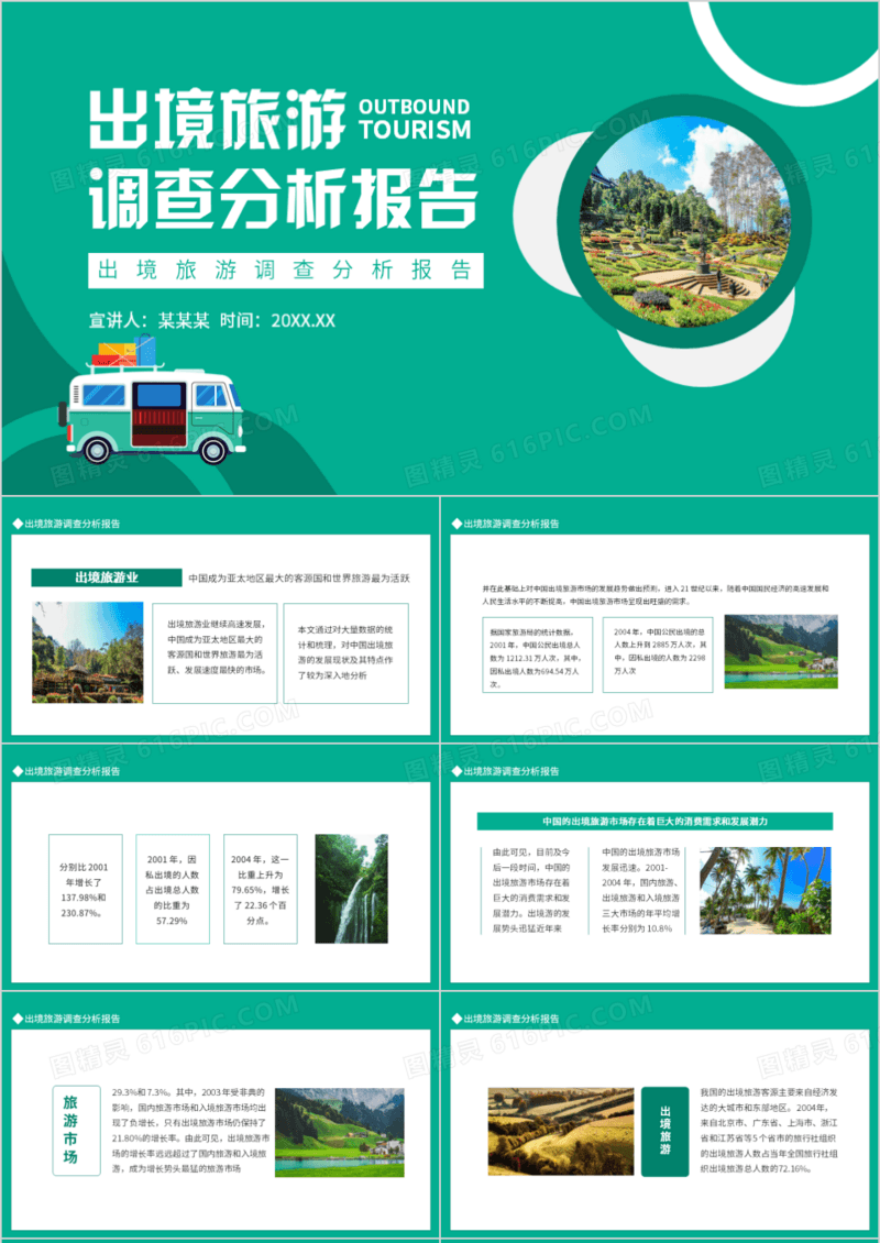 出境旅游调查分析报告动态PPT模板