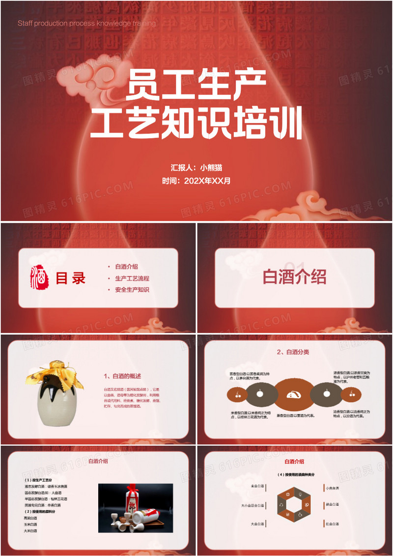 红色商务风员工工艺培训PPT模板