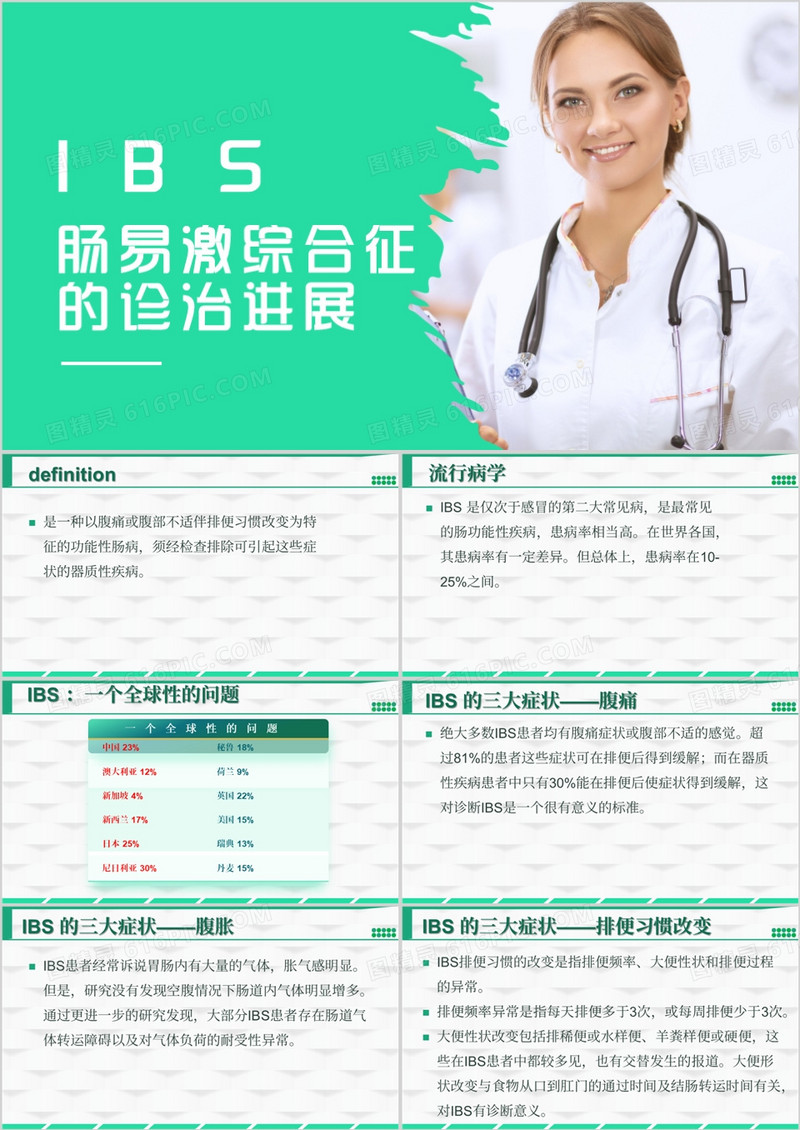 肠易激综合征IBS的诊治进展PPT模板