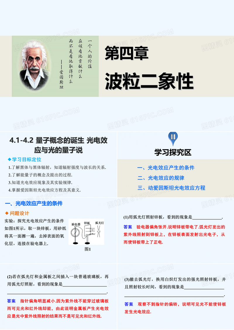 2015高中物理 4.1-4.2 量子概念的诞生 光电效应与光的量子说 课件（教科版选修3-5）