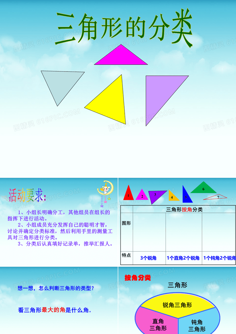 人教版小学四年级数学下册《三角形的分类》课件