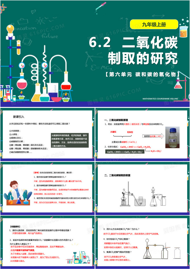 二氧化碳制取的研究碳和碳的氧化物PPT模板
