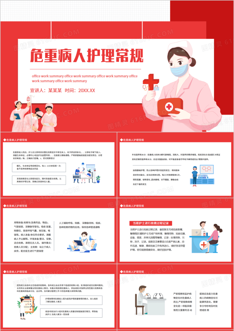 危重病人护理常规动态PPT模板