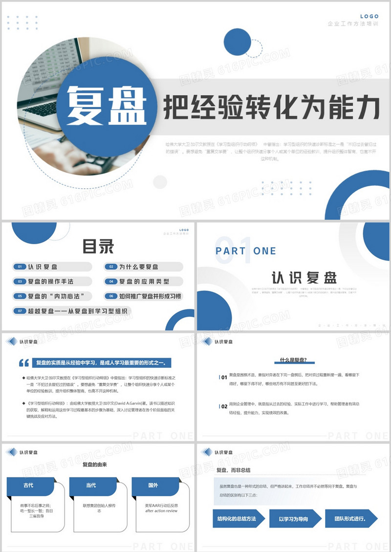 蓝色商务风把经验转化为能力PPT模板