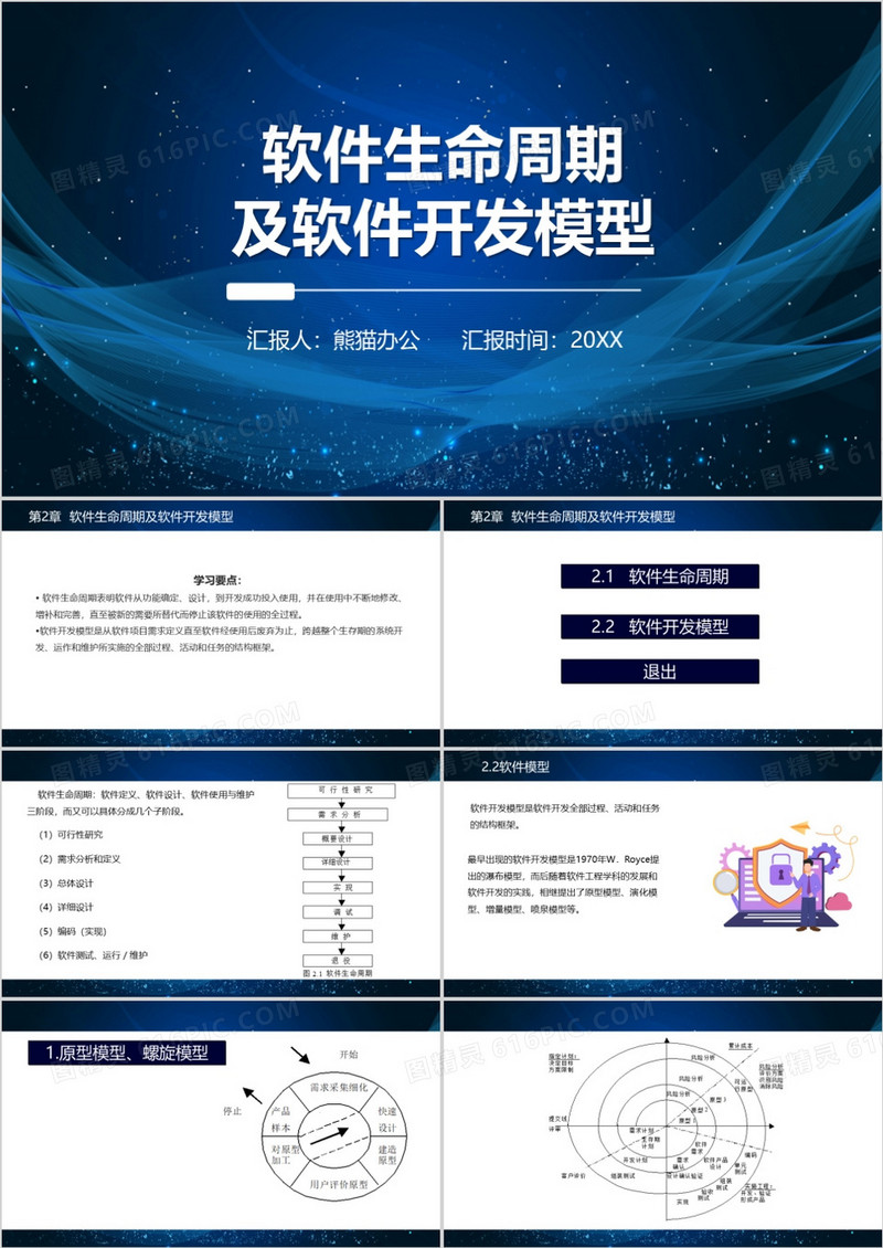 软件开发软件生命周期及软件开发模型PPT模板