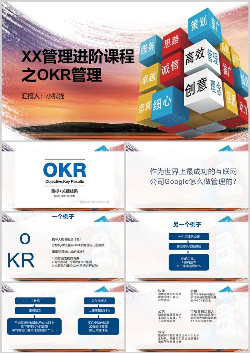 蓝色管理进阶课程之okr管理PPT模板