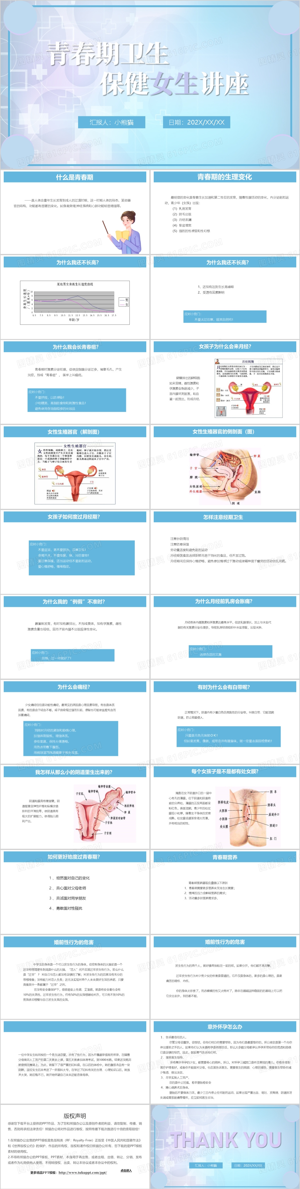 青春期卫生保健女生讲座ppt模板