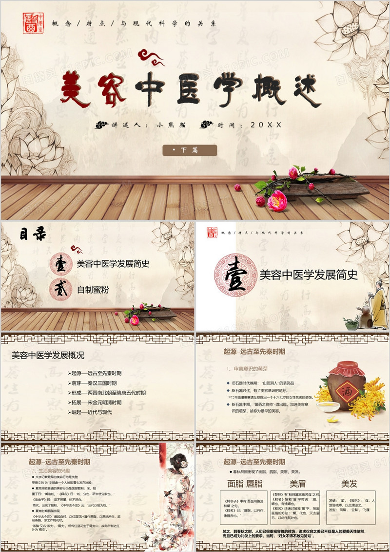 中国风中医美容学概述PPT模板
