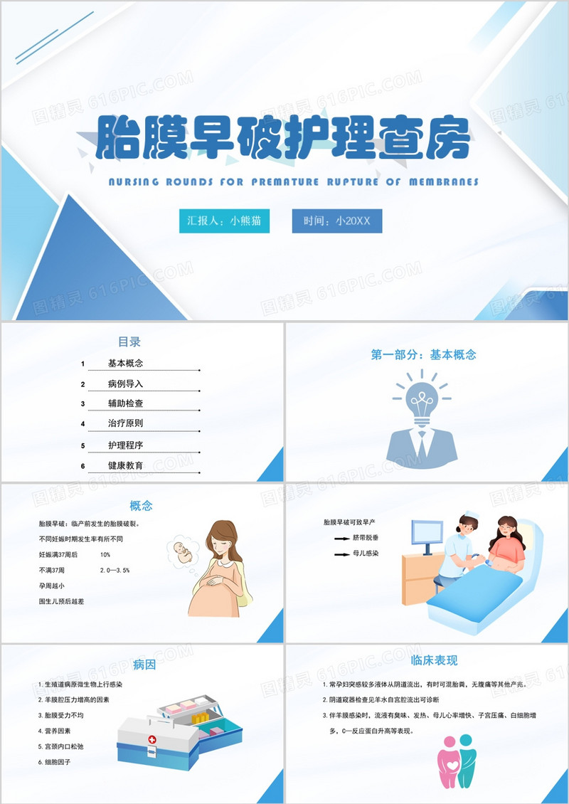 蓝色胎膜早破护理查房PPT模板