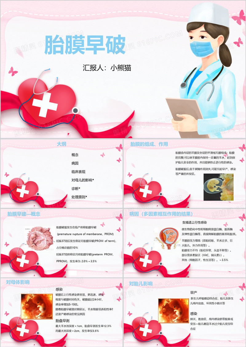 粉红色胎膜早破护理查房PPT模板