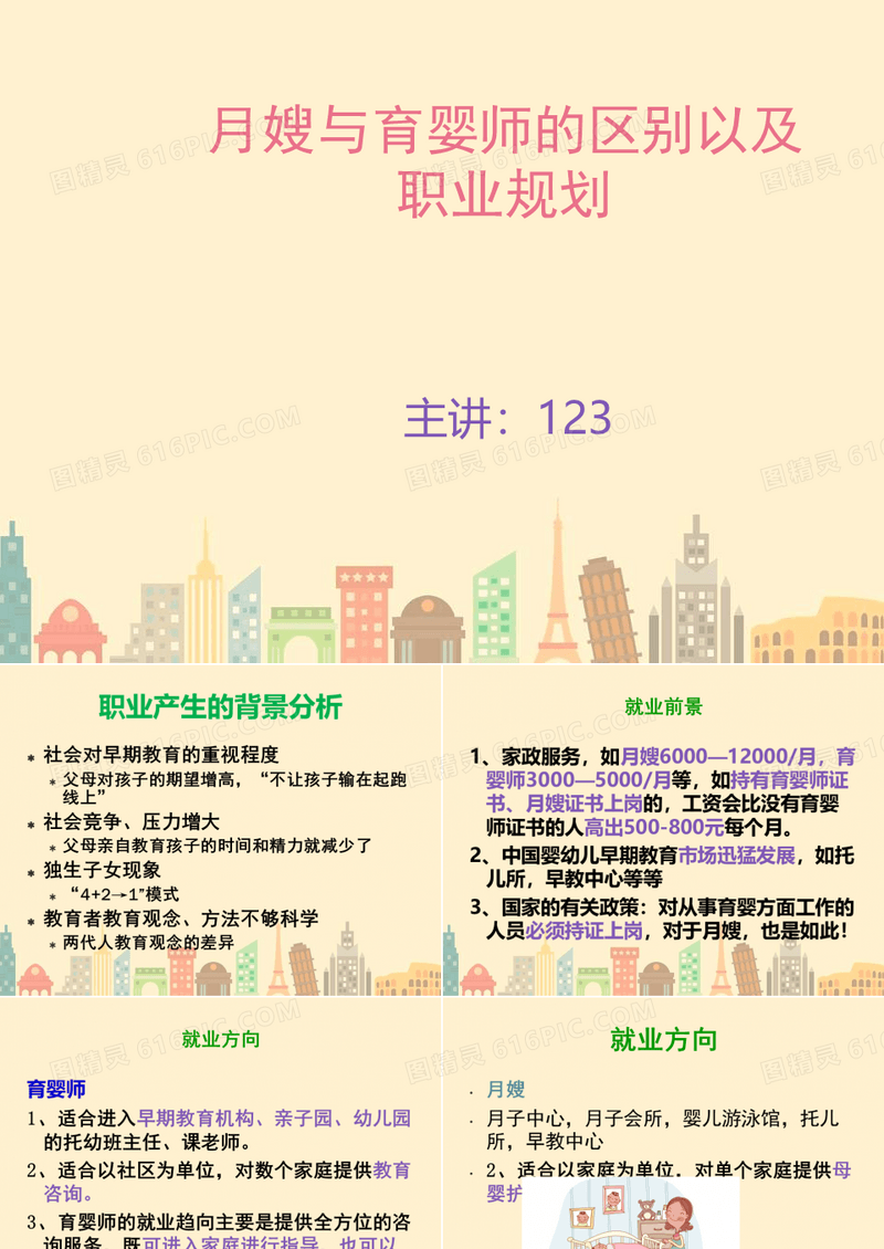 《月嫂与育婴师的区别以及职业前景》培训PPT课件
