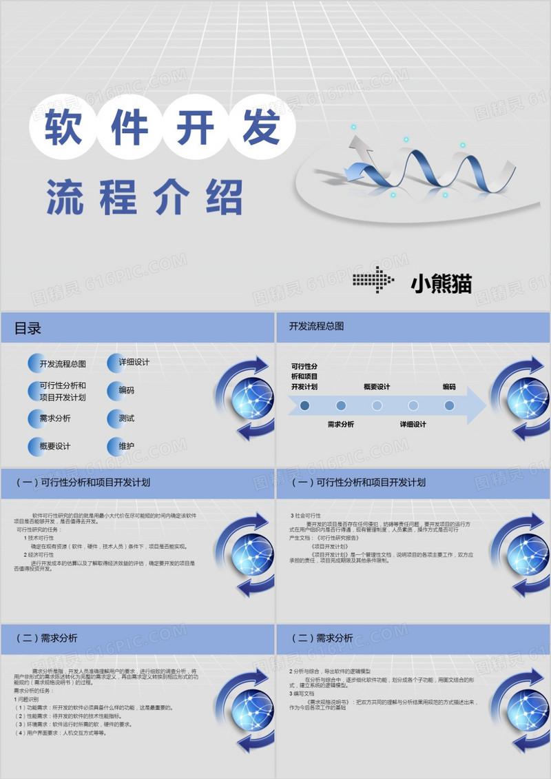 简约风软件开发软件开发流程介绍PPT模板