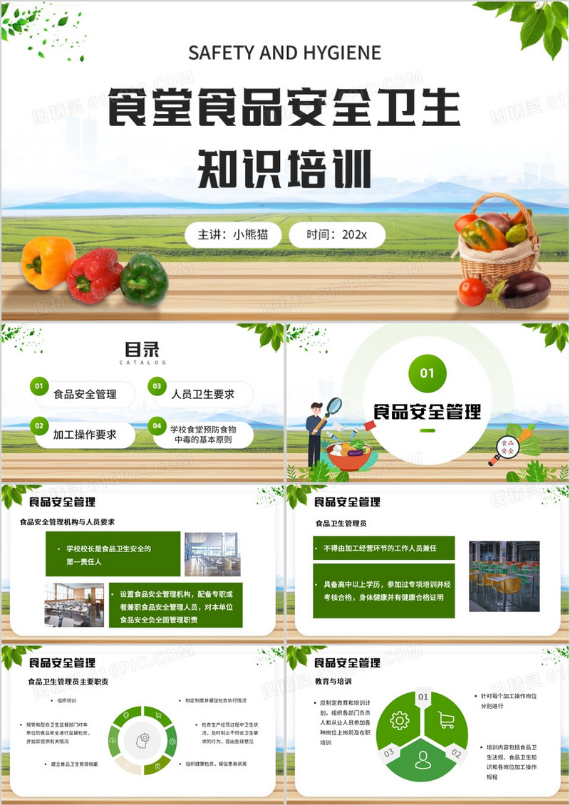 创意食堂员工食品安全培训PPT模版