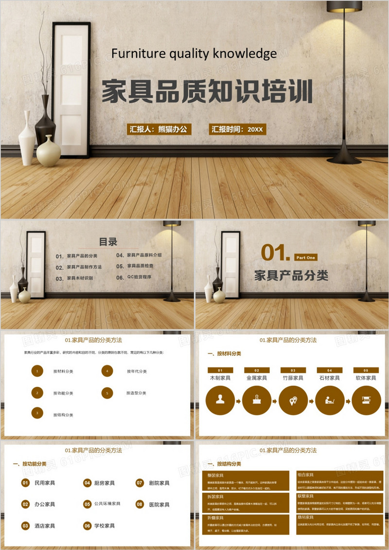 简约家具品质知识培训PPT模板