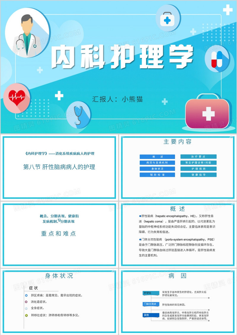 简约风内科护理学医疗护理PPT模板