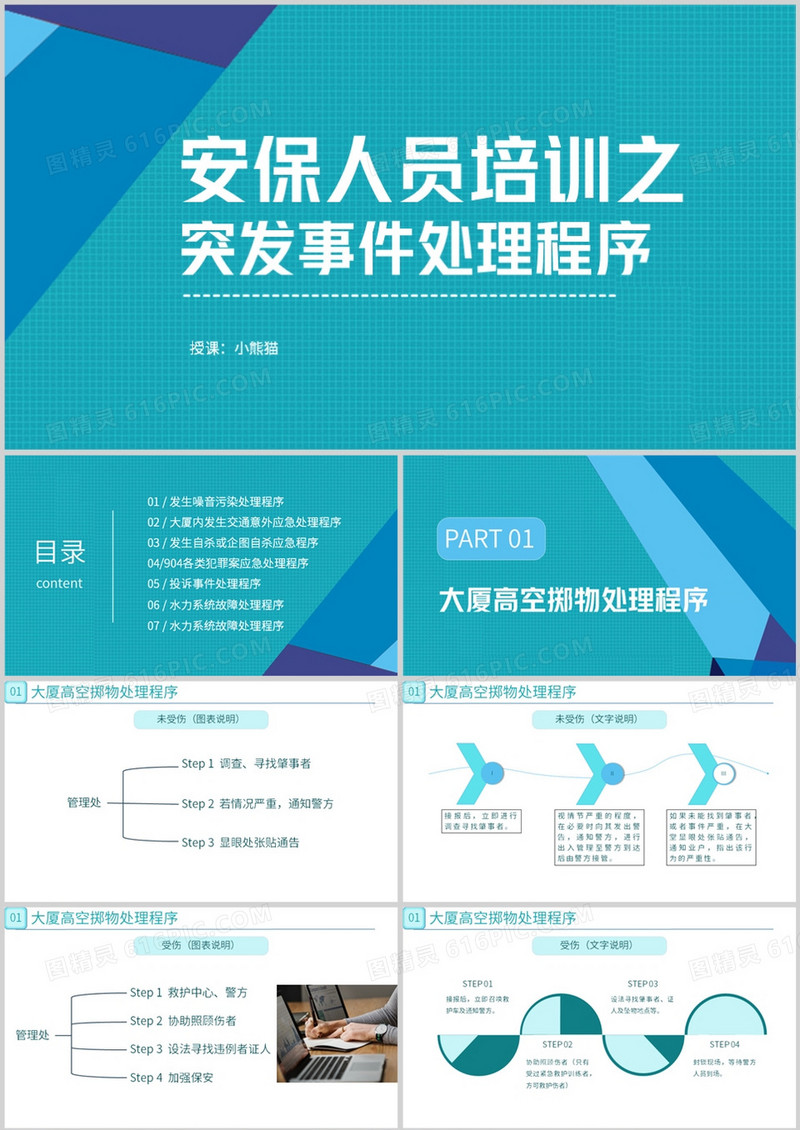 安保人员培训之突发事件处理程序PPT模板