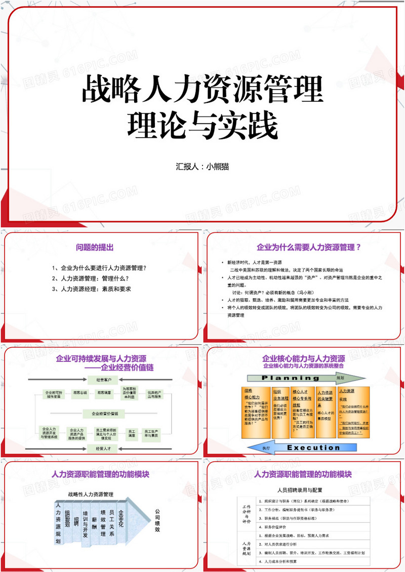 红色战略管理人力资源理论PPT模板