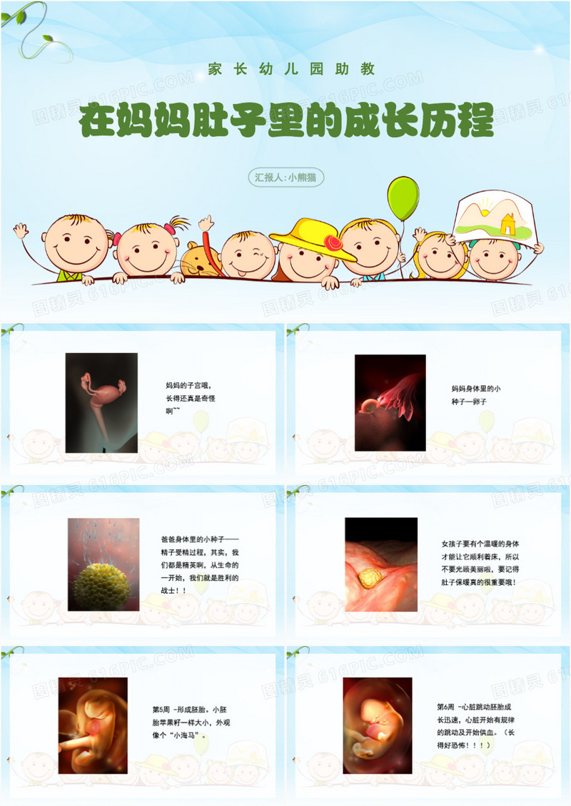 在妈妈肚子里的成长历程PPT模板