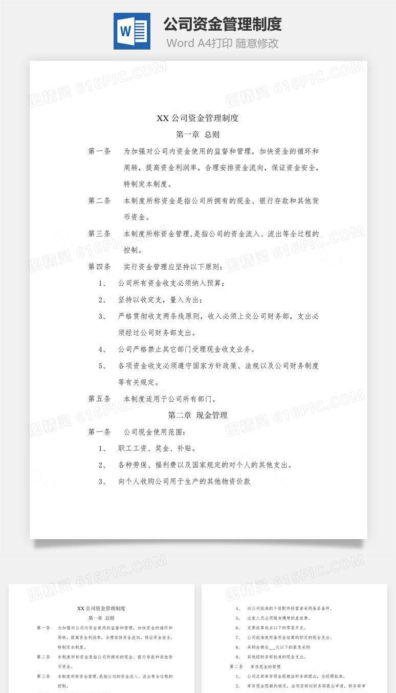 公司资金管理制度Word文档