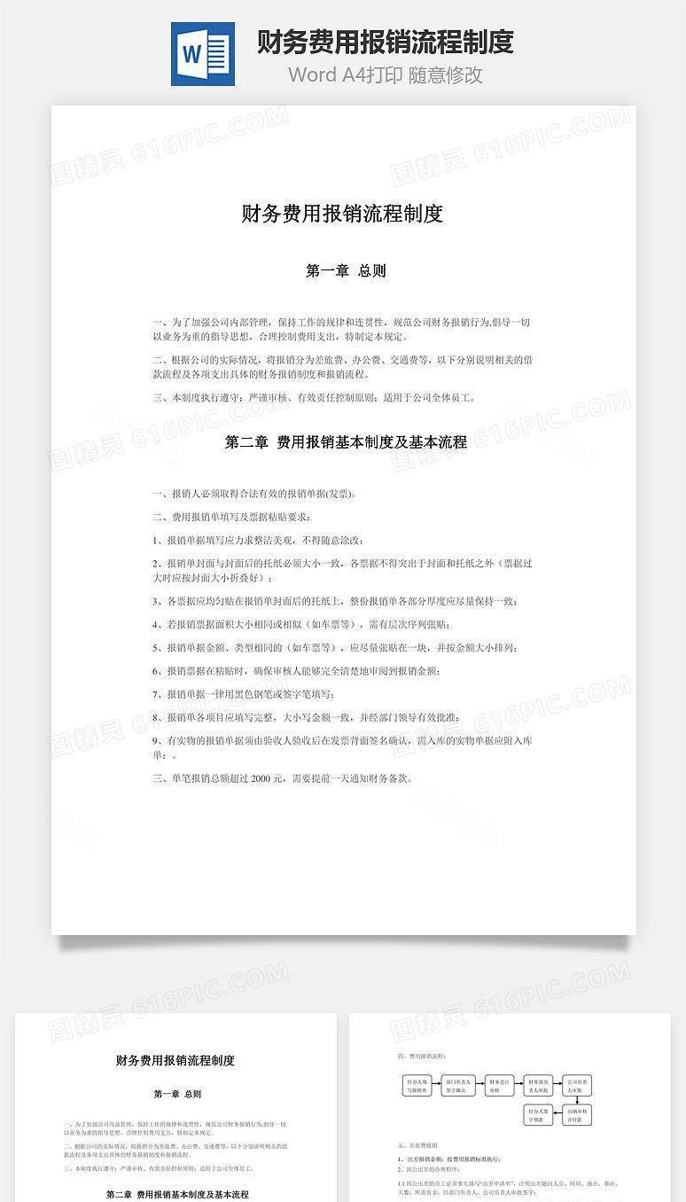 财务费用报销流程制度Word文档