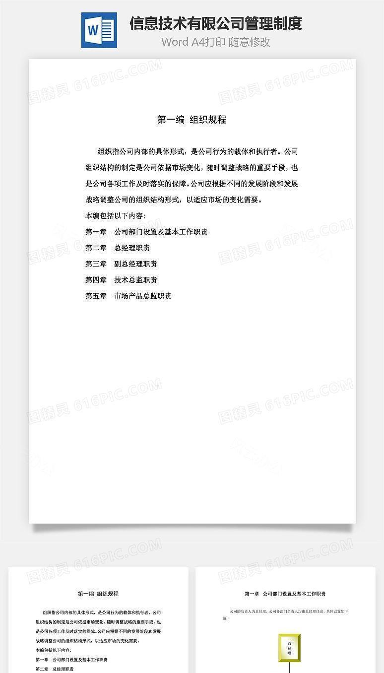 信息技术有限公司管理制度Word文档