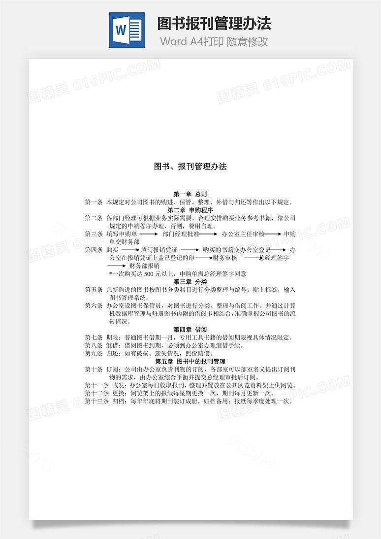 图书、报刊管理办法Word文档