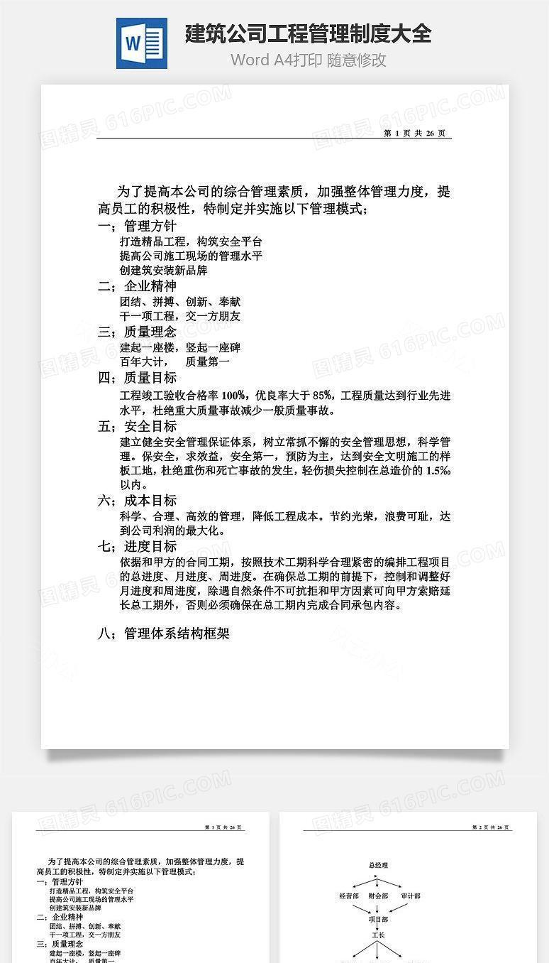 建筑公司工程管理制度大全Word文档