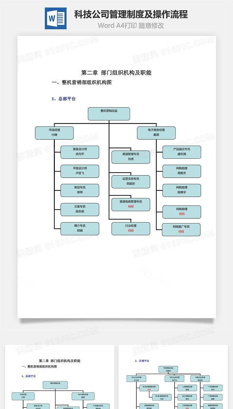 科技公司管理制度及操作流程Word文档