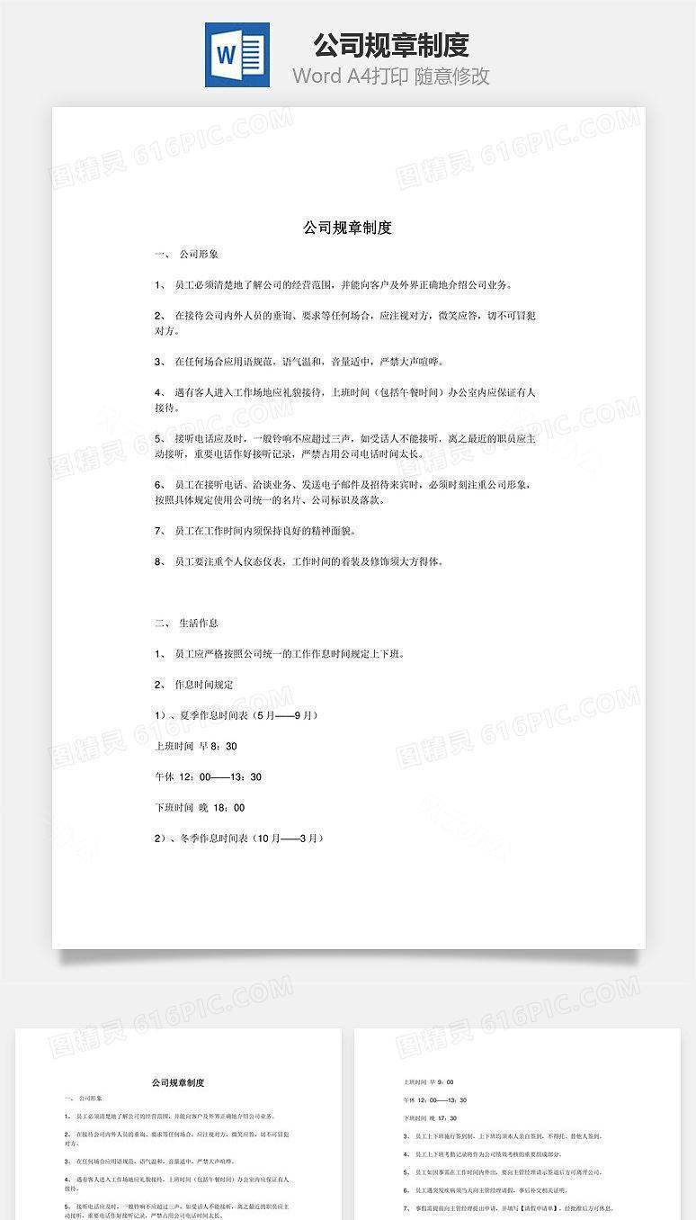 公司规章制度Word文档
