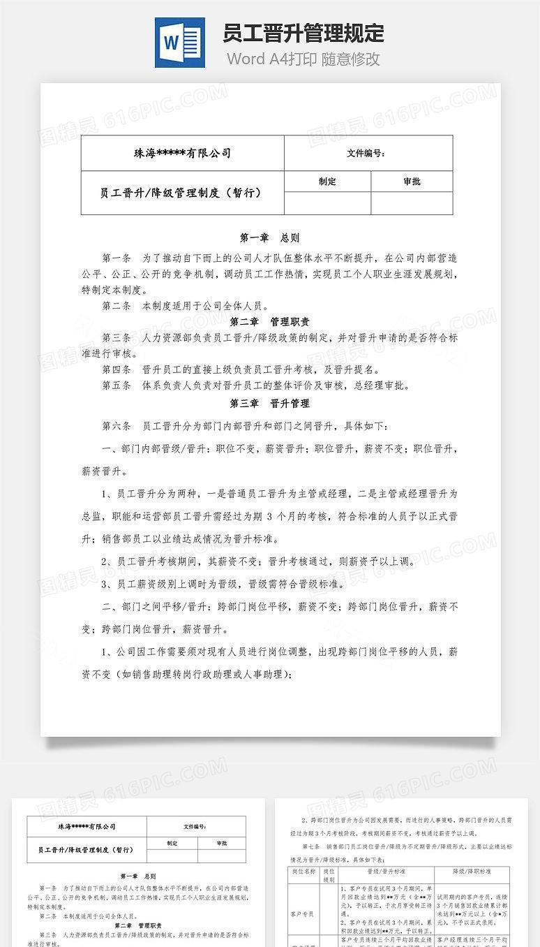 员工晋升管理规定Word文档